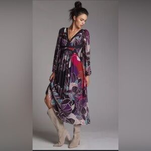 Let Me Be from Anthropologie | Elegant V-Neck Maxi Dress | XL